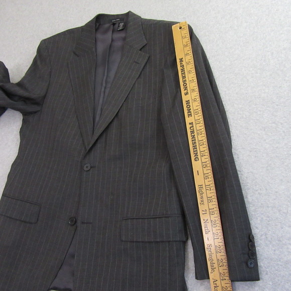 Zara Mens 2 Pc Suit 42R Gray Pinstripe 34x30 Flat Front Wool Stretch - Picture 11 of 16